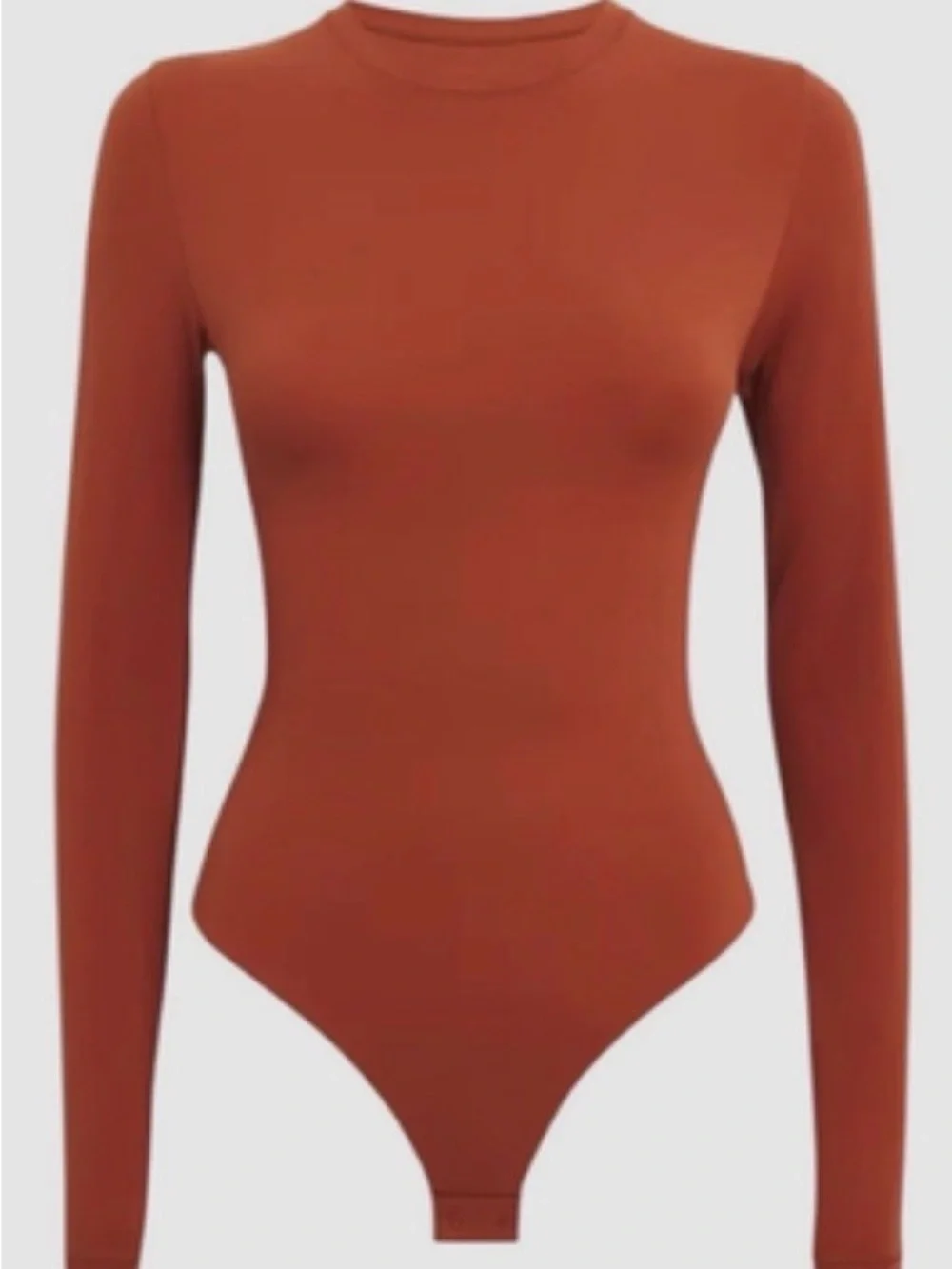 SKIMS Fits Everybody Long Sleeve Crew Neck Bodysuit – Saffron/Sienna XL